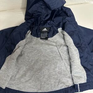 Adidas Dark Blue Hooded Jacket with Gray Interior